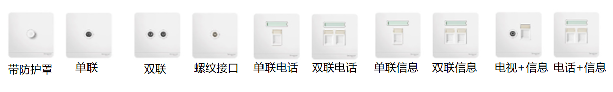施耐德开关面板-电视接口/信息接口/电话接口